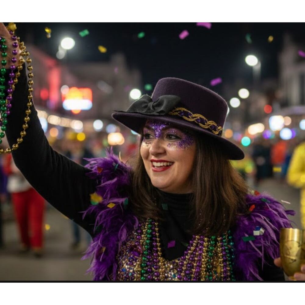 Eric Javits Vintage Purple and Gold Designer Bow Hat- Mardi Gras